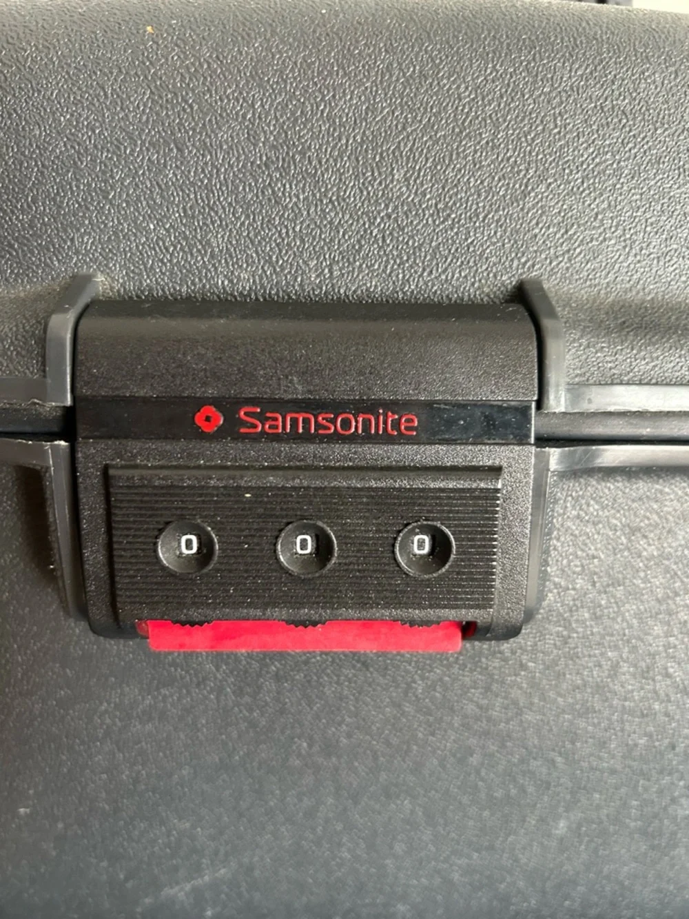 Samsonite Black Hard Shell Camera Case with Handle and Red Accent